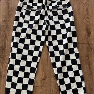 Checkered Black and White Straight Leg Pants P&Co